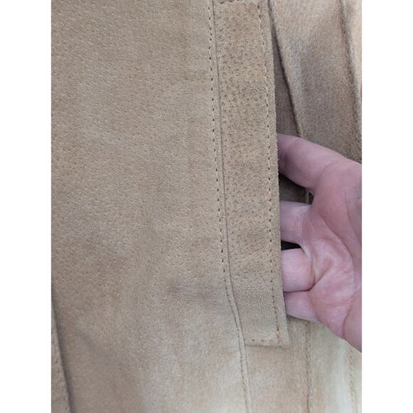 VINTAGE Sears PennyLane Tan Suede Leather LambswoolSherpa TieWaist Coat Jacket - Picture 12 of 16